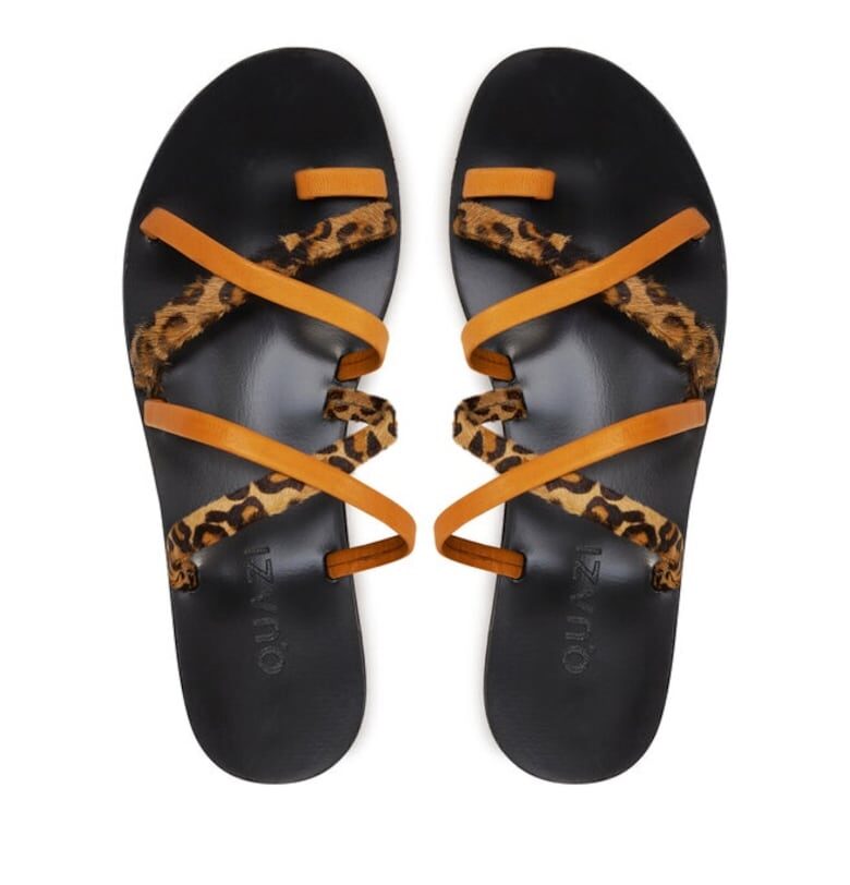 Дамски джапанки - чехли - сабо  206540904 - Естествена кожа/Естествена кожа - Оранжев/Кафяв QUAZI