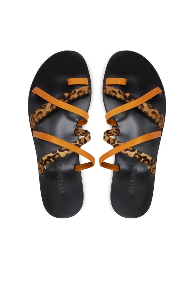 Дамски джапанки - чехли - сабо 206540904 - Естествена кожа/Естествена кожа - Оранжев/Кафяв QUAZI