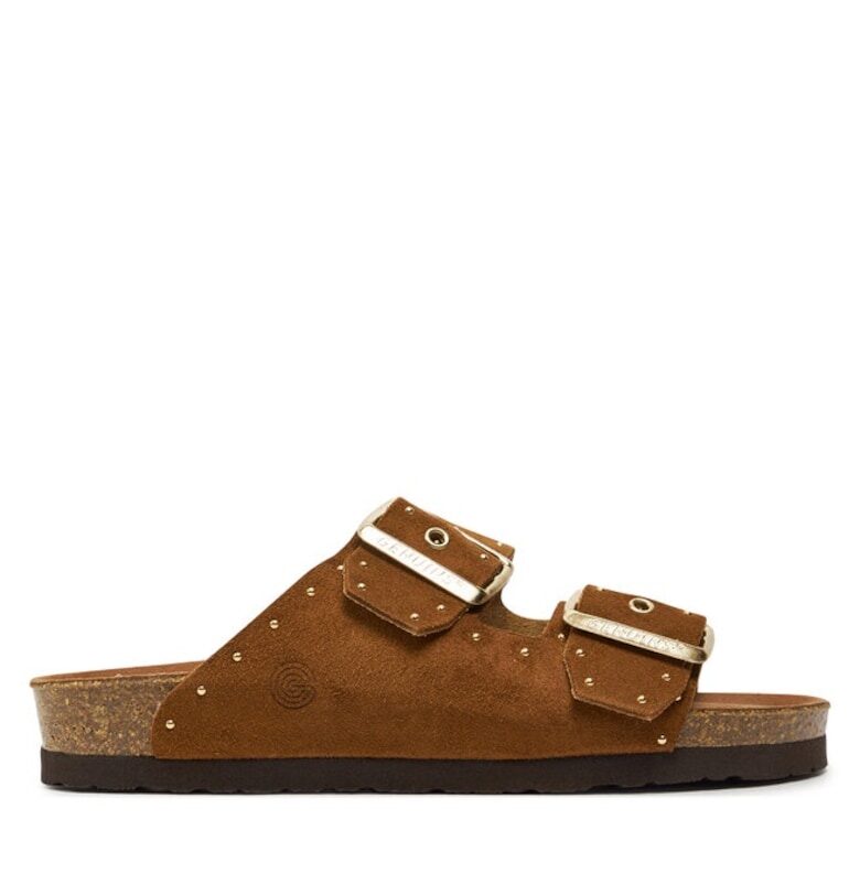 Дамски джапанки - чехли - сабо  303739638 - Естествена кожа/Велур - Кафяв GENUINS