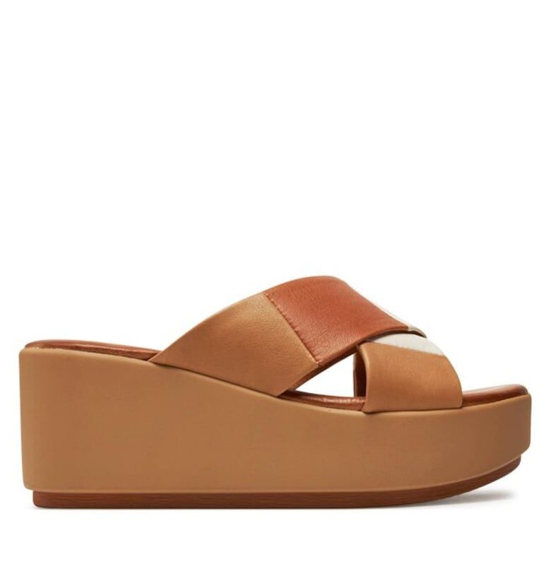 Дамски джапанки - чехли - сабо  303796822 - Естествена кожа - Кафяв Inuovo