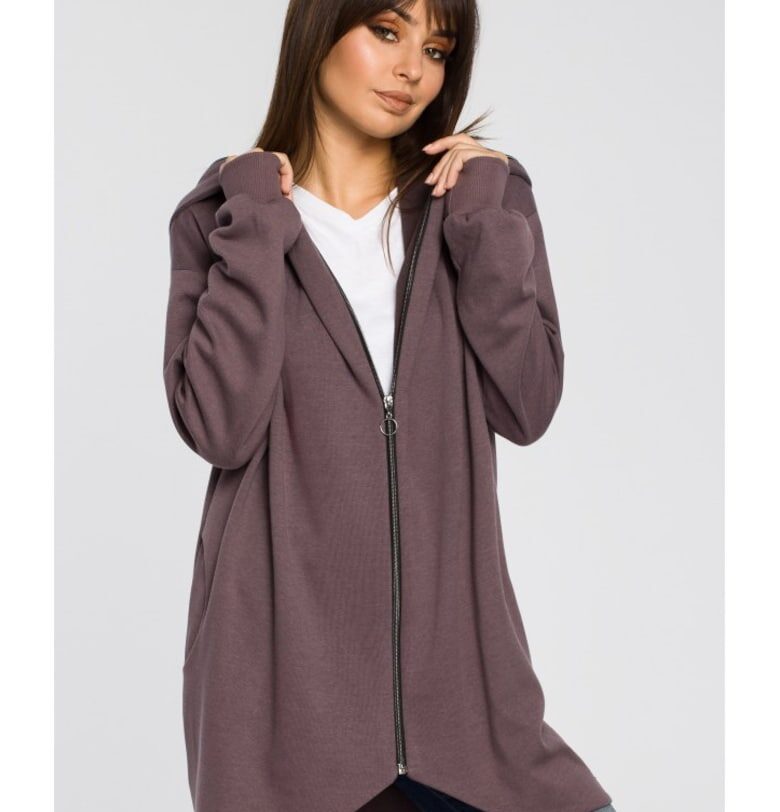 Дамски дълъг пуловер Lirohn B054 кафяв - Кафяв BeWear