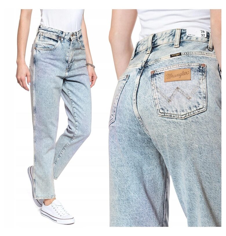 Дамски дънки -  Mom Jeans - 18897-79 - Памук - Къси - Стандартна кройка - Дънкови - W26-L32 US - Сини Wrangler