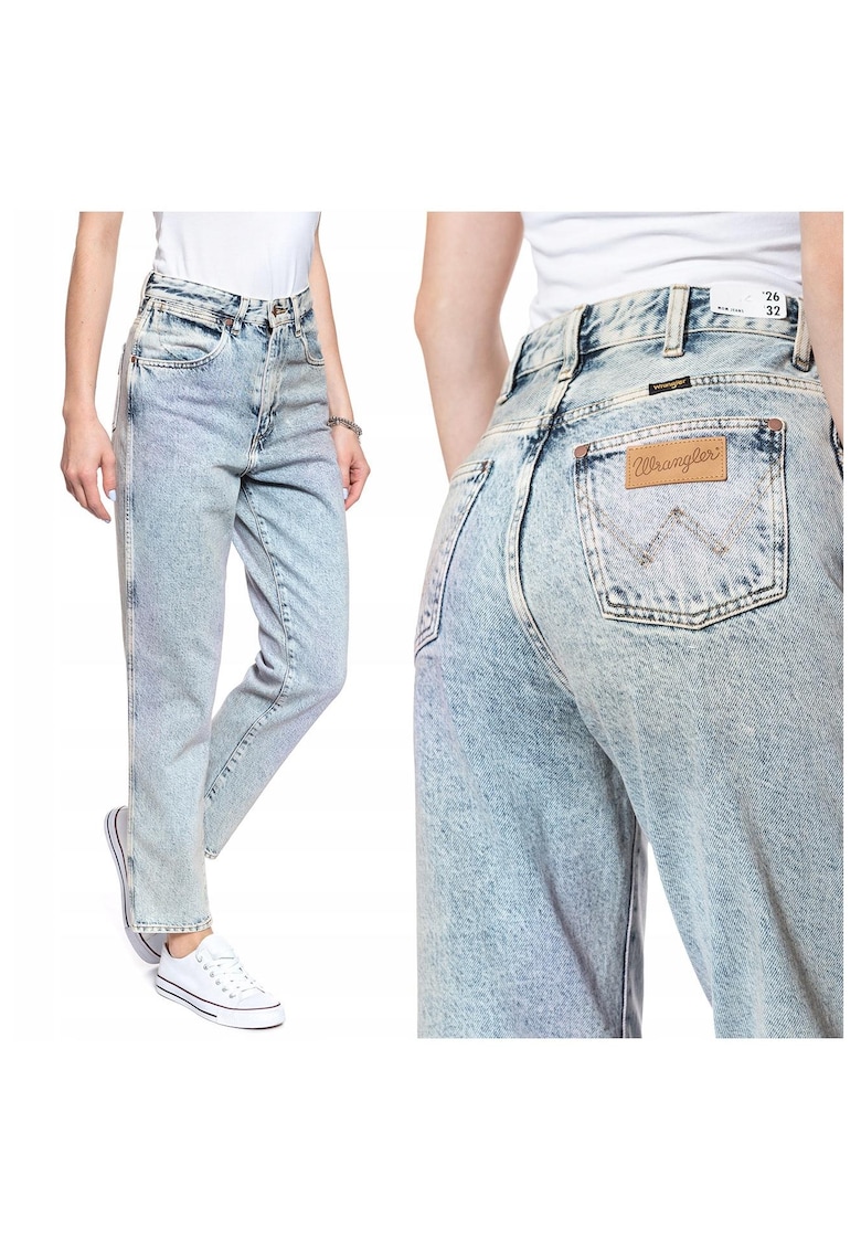 Дамски дънки - Mom Jeans - 18897-79 - Памук - Къси - Стандартна кройка - Дънкови - W26-L32 US - Сини Wrangler