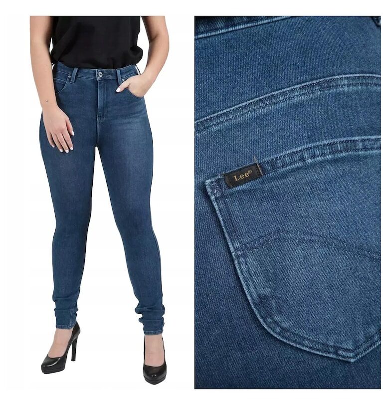 Дамски дънки -  Scarlett Super High - 24817-27 - Памучни - Дълги - Petite - Дънкови - W25-L31 US - Сини Lee