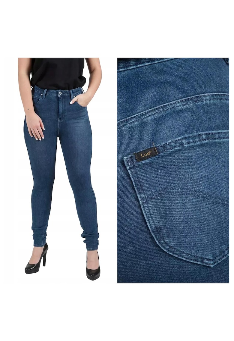 Дамски дънки - Scarlett Super High - 24817-27 - Памучни - Дълги - Petite - Дънкови - W25-L31 US - Сини Lee