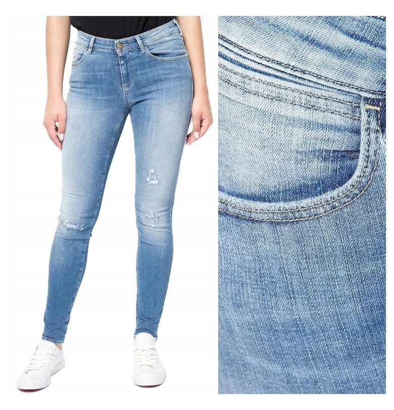 Дамски дънки -  Skinny - 10642-184 - Памучни - Дълги - Petite - Дънкови - W24-L32 US - Сини Wrangler