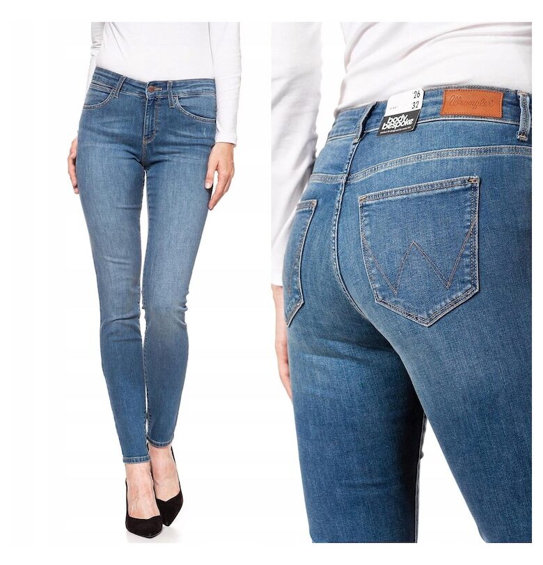 Дамски дънки -  Skinny - 11574-184 - Памучни - Дълги - Petite - Дънкови - W24-L32 US - Сини Wrangler