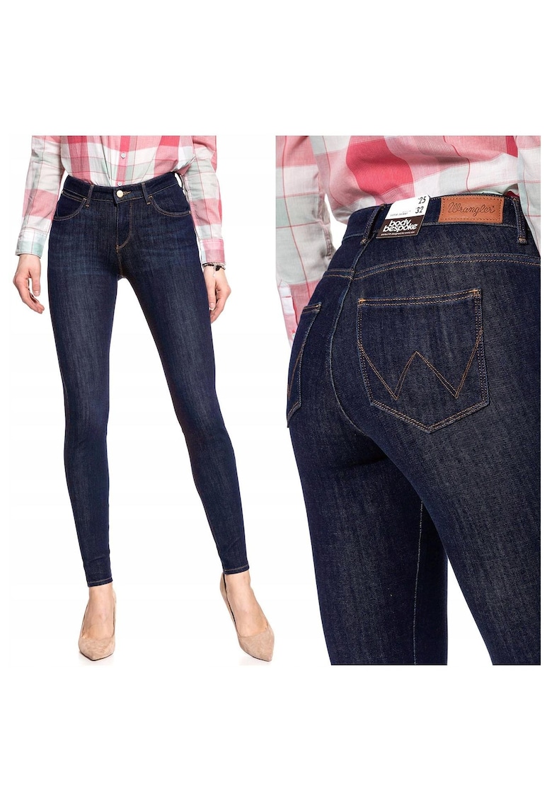 Дамски дънки - Super Skinny - 10883-184 - Памучни - Дълги - Petite - Дънкови - W24-L32 US - Сини Wrangler