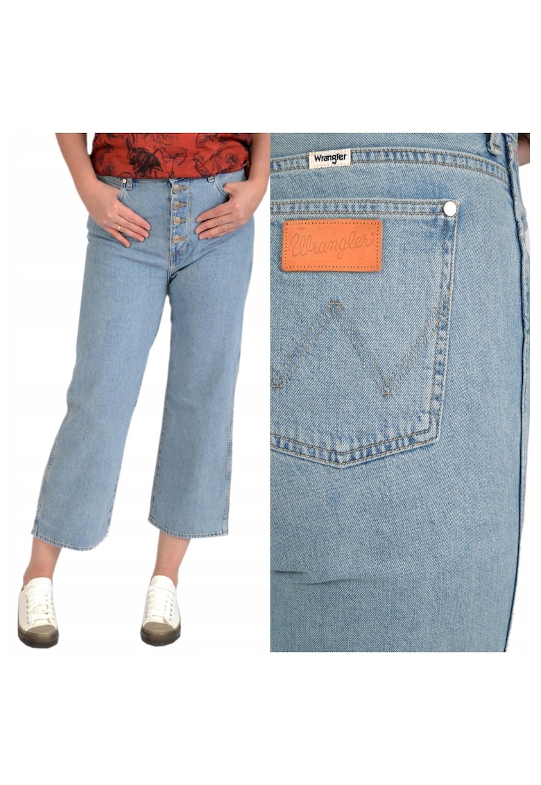 Дамски дънки - Ретро къси дънки тип „бойфренд“ - 10882-84 - Памук - Къси - Стандартна кройка - Дънки - W27-L32 US - Сини Wrangler