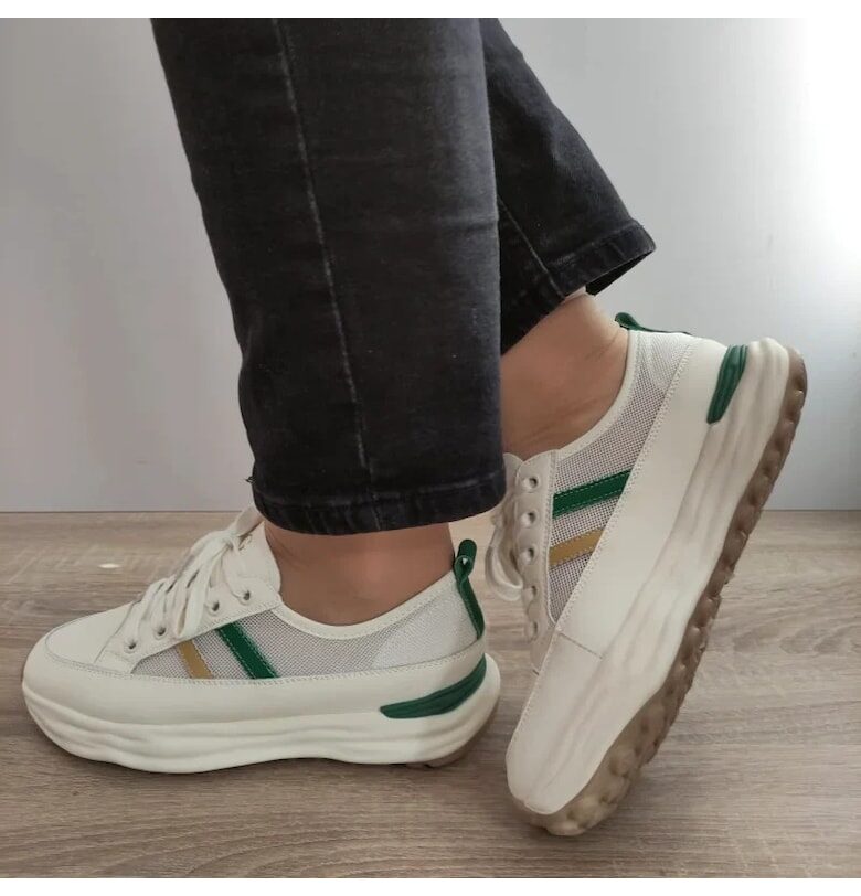 Дамски ежедневни обувки  18002-8 Бели със зелено - Бял FRANCO GERARDO