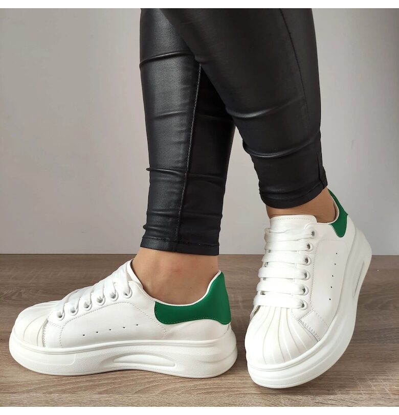 Дамски ежедневни обувки T2653 Бяло + Зелено - 38 - Бяло + Зелено FRANCO GERARDO