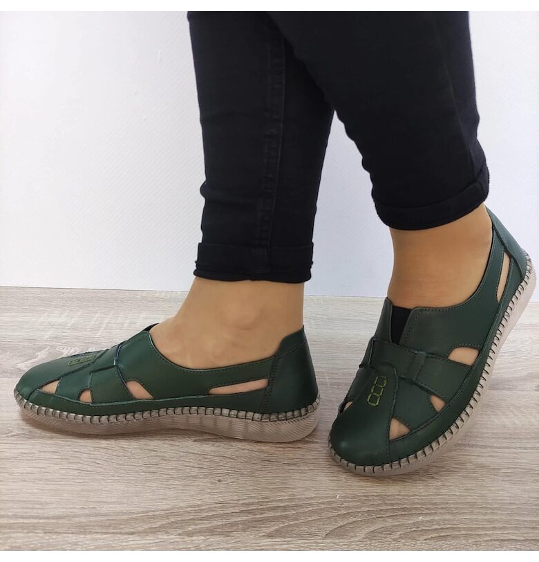 Дамски ежедневни перфорирани обувки  Зелен Caspian