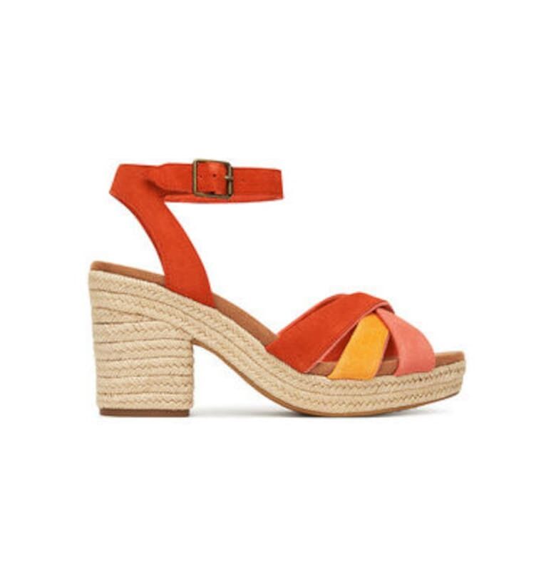 Дамски еспадрили  10021951 - Естествена кожа - Червен TOMS