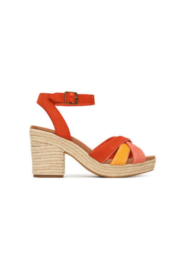 Дамски еспадрили 10021951 - Естествена кожа - Червен TOMS