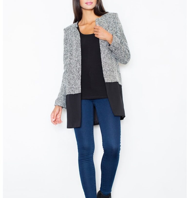 Дамски жилетка  полиестер - сиво - черно - Figl