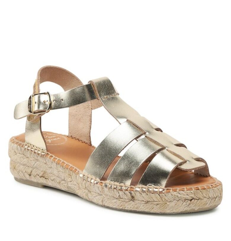 Дамски златни сандали - марка  изработени от естествена кожа - Златист Toni Pons