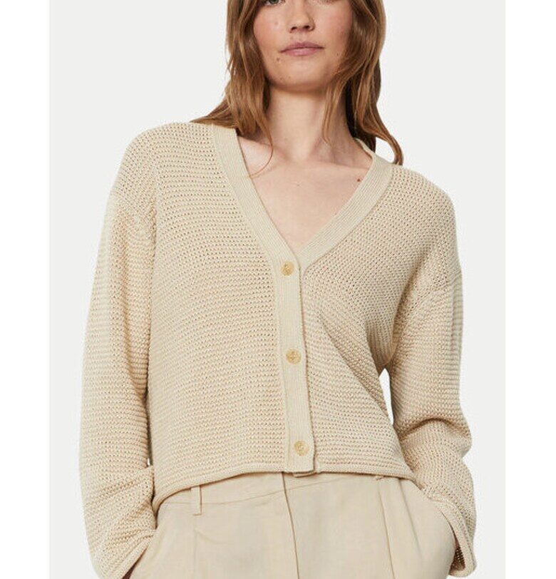 Дамски кардиган - Marc O'Polo - 304373909 - Органичен памук - Бежов - Бежов marc o polo