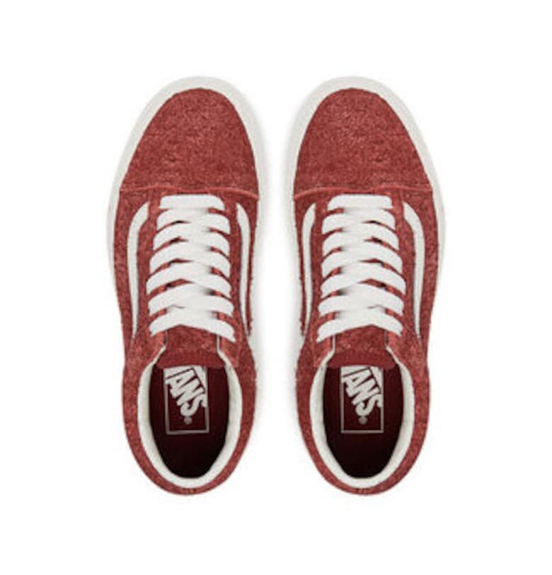 Дамски кецове -  естествена кожа - червено/бяло Vans