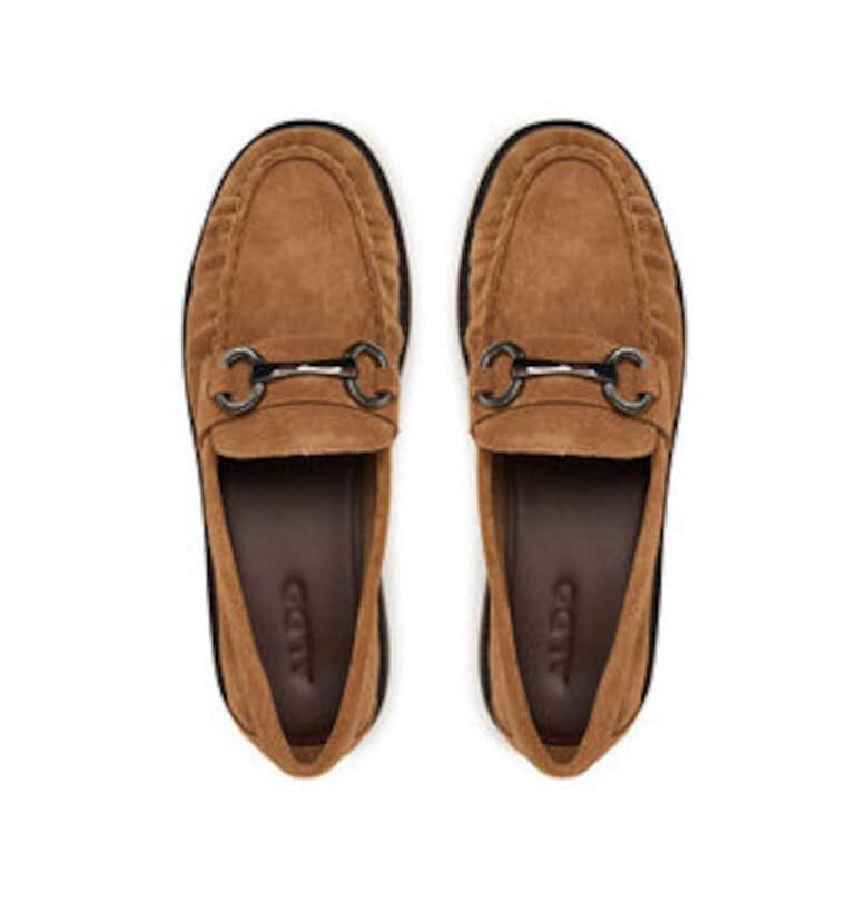 Дамски мокасини -  от естествена кожа - кафяви Aldo