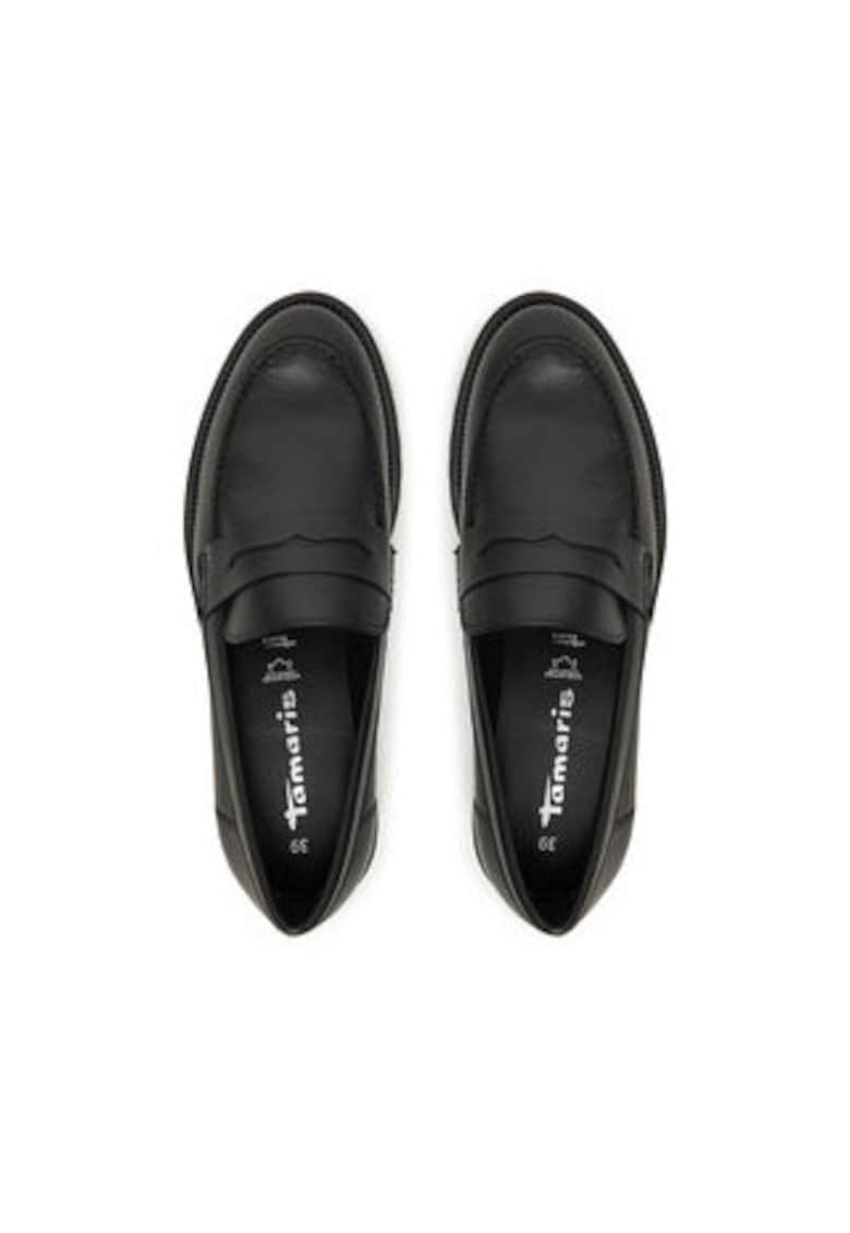 Дамски мокасини - черен - естествена кожа Tamaris
