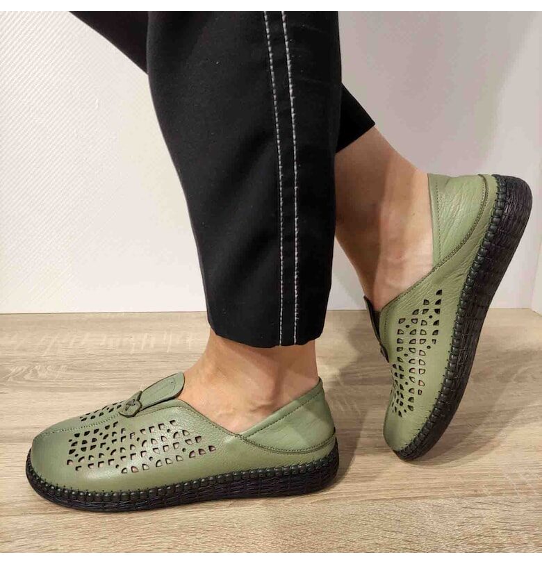 Дамски перфорирани обувки  822 - 37 - Зелени FORMAZIONE