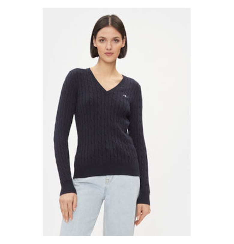 Дамски пуловер -  303284558 - Памук - Син - Син Gant