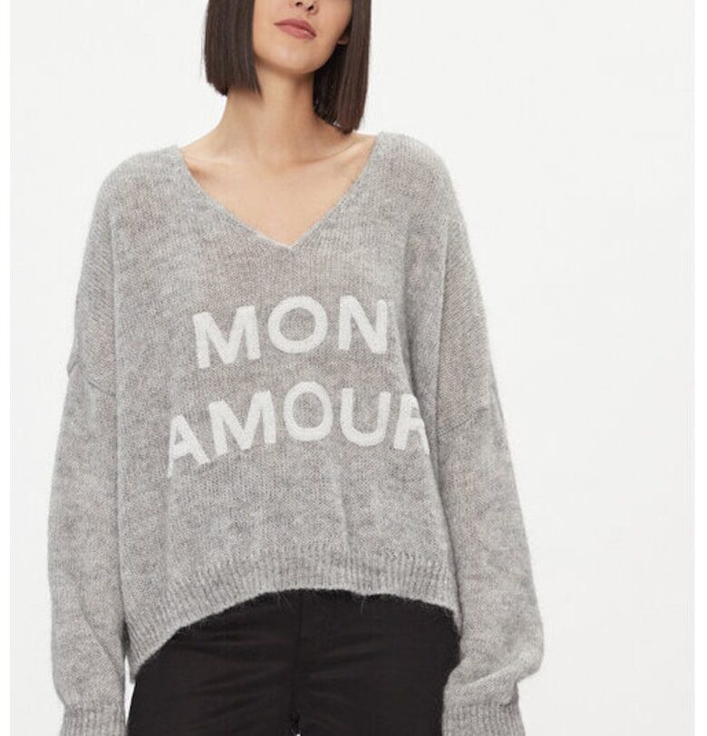 Дамски пуловер -  303878641 - Акрил/Полиамид/Мохер - Един размер INTL - Сив kontatto