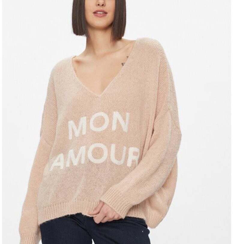 Дамски пуловер -  303878658 - Акрил/Полиамид/Мохер - Един размер INTL - Бежов kontatto