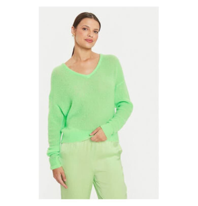 Дамски пуловер -  303927578 - Вълна/Полиамид - Зелен - Зелен American Vintage