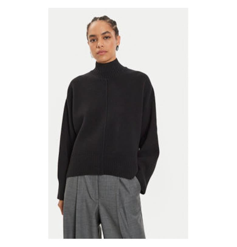 Дамски пуловер -  304213335 - Мериносова вълна - Черен - Черен IVY OAK