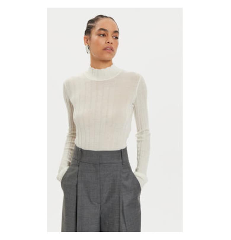 Дамски пуловер -  304213366 - Мериносова вълна - Бежов - Бежов IVY OAK