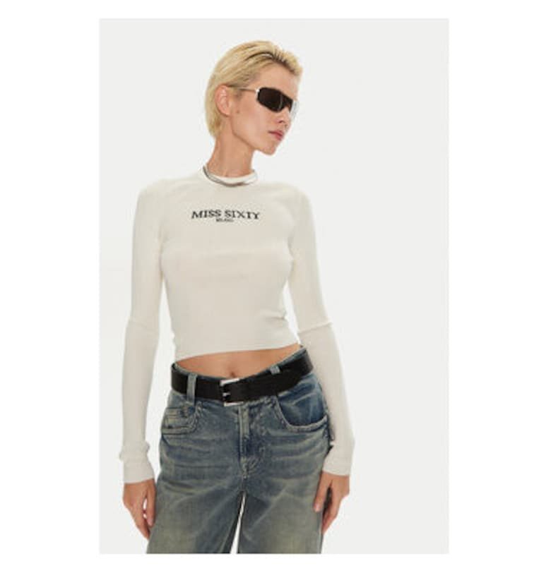 Дамски пуловер -  304759680 - Копринен - Бежов - Бежов Miss Sixty