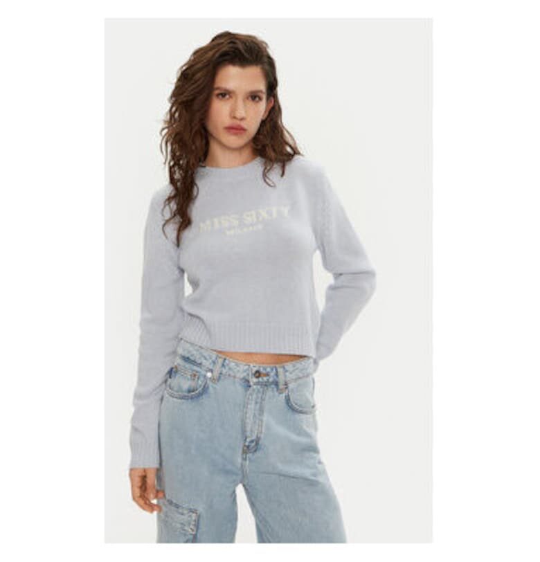 Дамски пуловер -  304760013 - Памук/Кашмир - Син - Син Miss Sixty