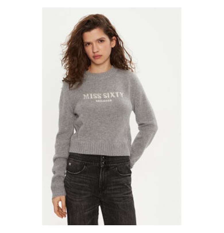 Дамски пуловер -  304760020 - Вълна/Кашмир - Сив - Сив Miss Sixty