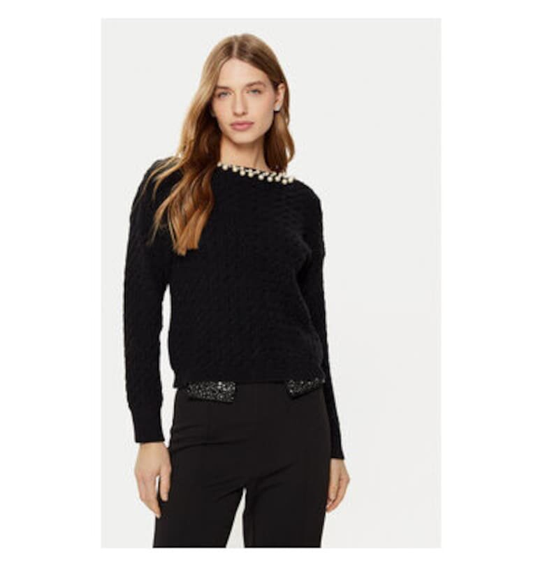 Дамски пуловер -  305165176 - Акрил/Полиамид - Черен - Черен Rinascimento