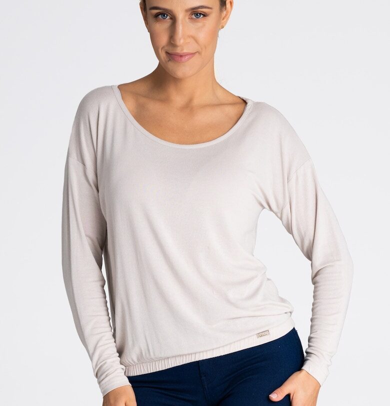 Дамски пуловер  M981 - бежов - 94% вискоза - 6% еластан - семпла кройка - дълъг ръкав Figl