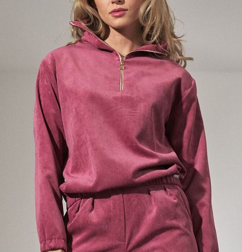 Дамски пуловер  полиестер - розов Figl