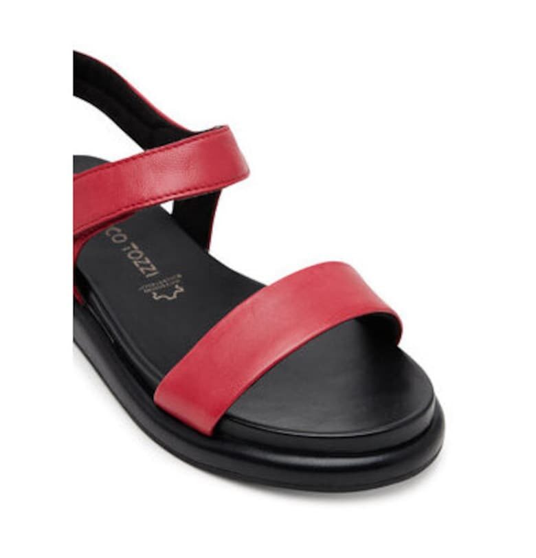 Дамски сандали - 2-28414-42 -  Естествена кожа - Червен Marco Tozzi
