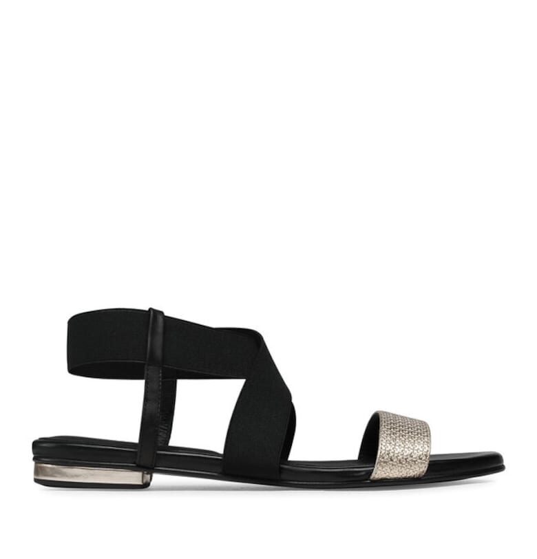 Дамски сандали  208410076 - Естествена кожа/текстил - 36 EU - Черни/Златни QUAZI