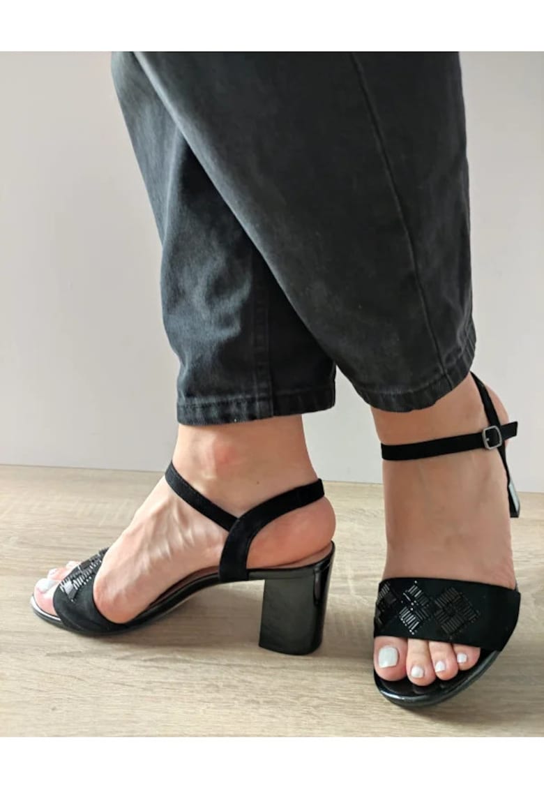 Дамски сандали 36004B 01-I - Елегантни - черни велур - черни - Черен Epica