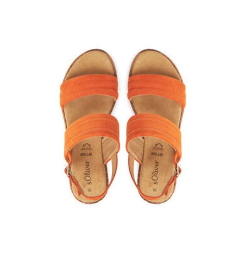 Дамски сандали - 5-28701-44 564 - S Oliver - Естествена кожа - Оранжев sOliver