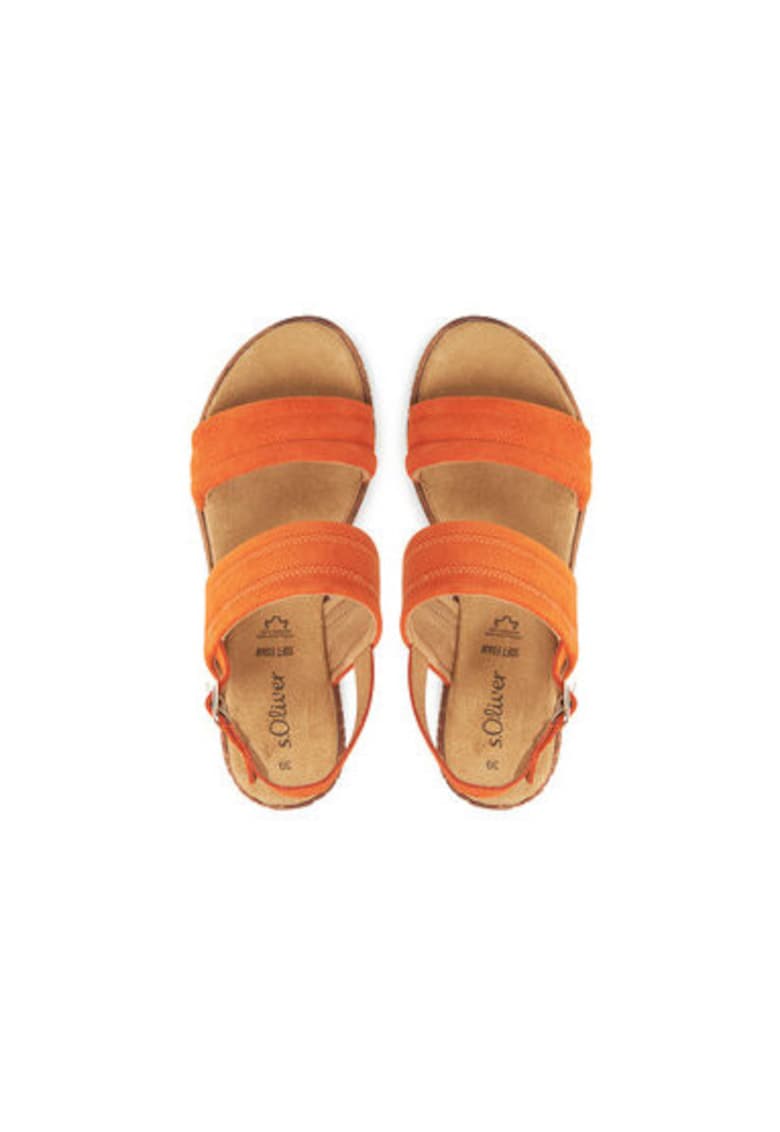 Дамски сандали - 5-28701-44 564 - S Oliver - Естествена кожа - Оранжев sOliver