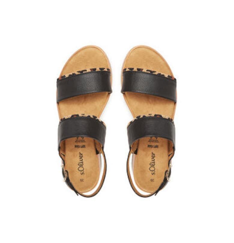 Дамски сандали - 5-28760-44 090 - S Oliver - Естествена кожа - Черен sOliver