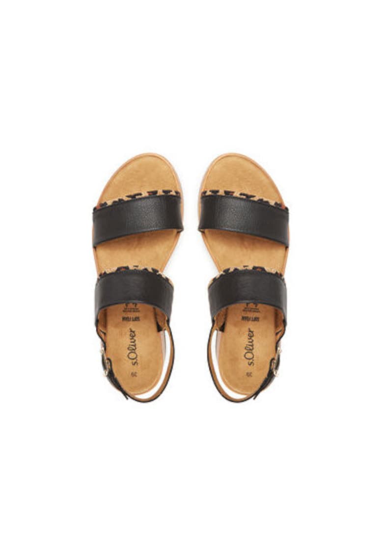 Дамски сандали - 5-28760-44 090 - S Oliver - Естествена кожа - Черен sOliver