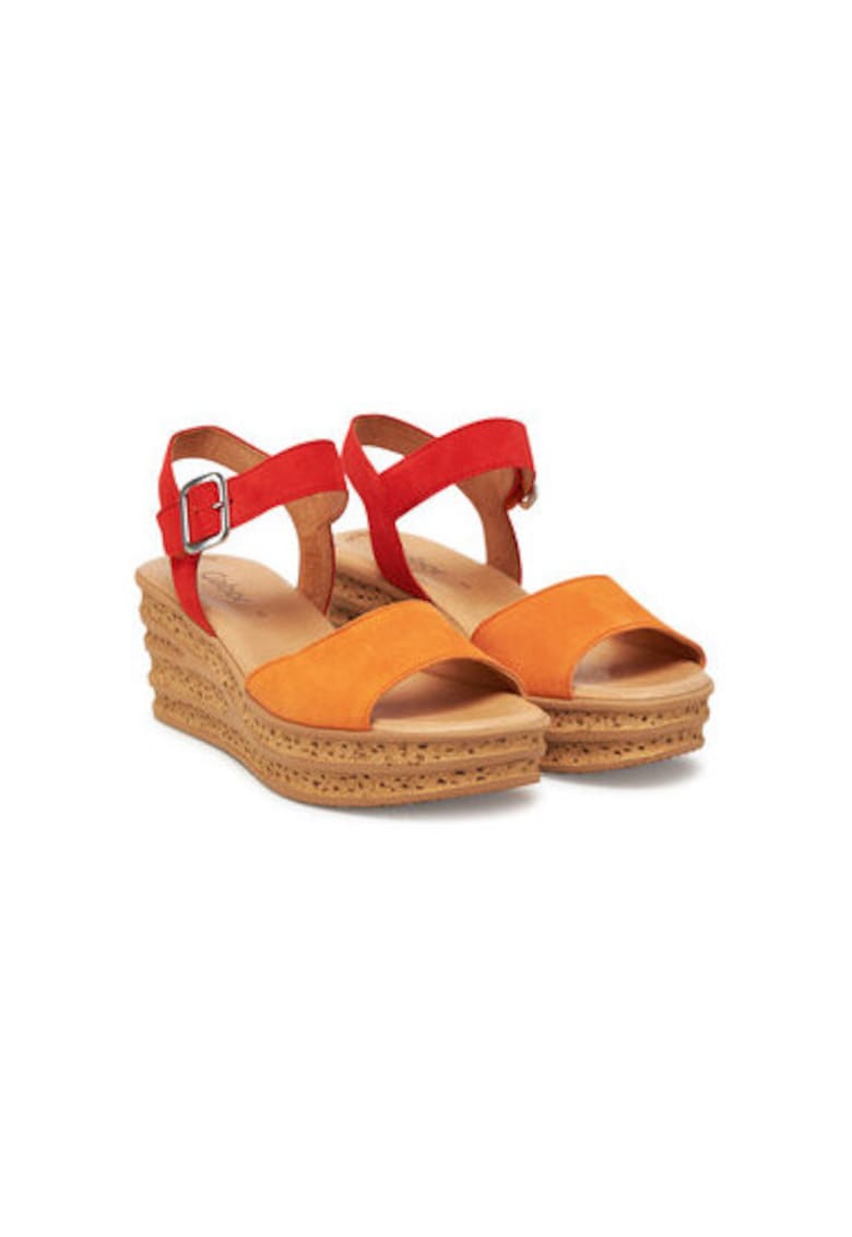 Дамски сандали - 64.651.10 - Естествена кожа - 37 EU - Червен/Оранжев - Червен/Оранжев Gabor