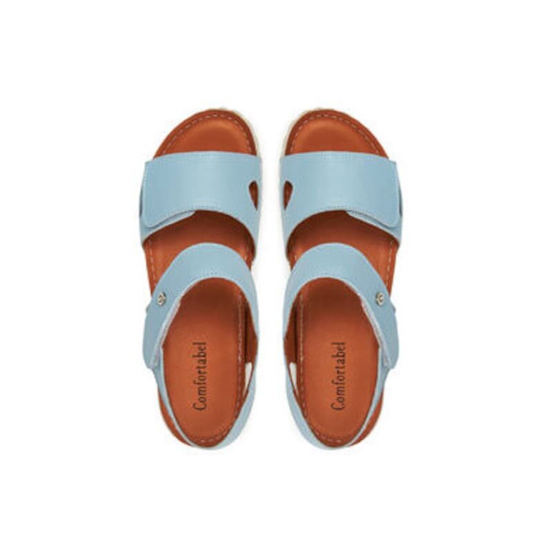 Дамски сандали - 710206-55 - Удобни - Естествена кожа - Светлосин Comfortabel