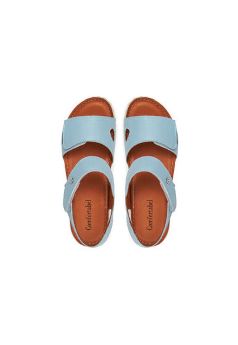 Дамски сандали - 710206-55 - Удобни - Естествена кожа - Светлосин Comfortabel