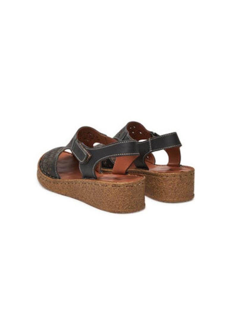 Дамски сандали - 710226-01 - Удобни - Естествена кожа - Черен Comfortabel