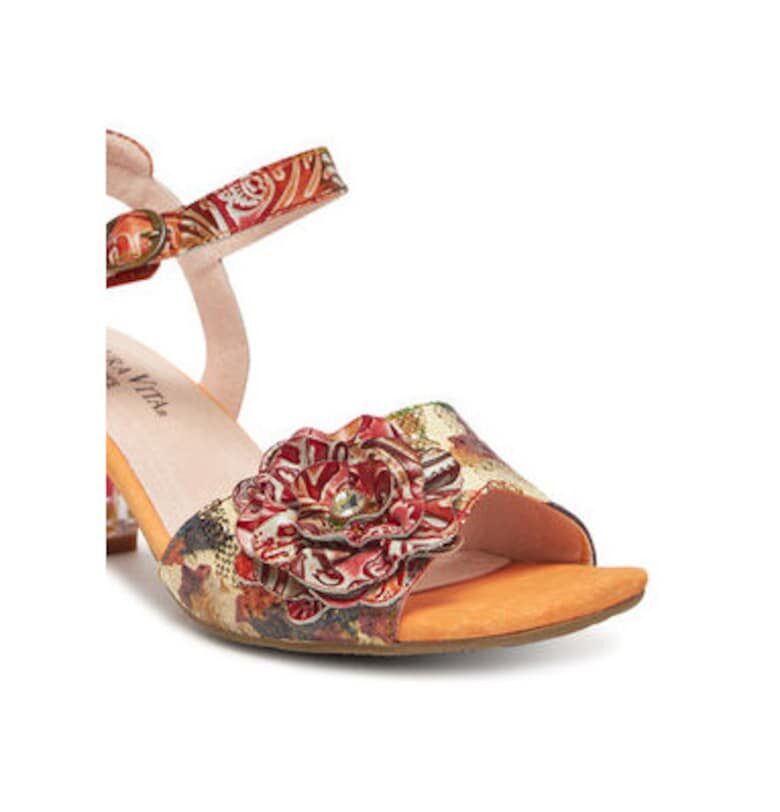 Дамски сандали - LUCIEO 25 -  Естествена кожа - Оранжев - Оранжев Laura Vita