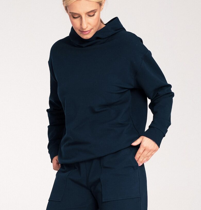 Дамски суитшърт -  M1034 - тъмносин - памук Figl